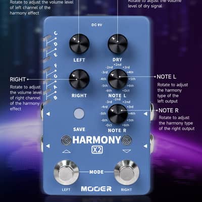 Mooer harmony x2 Dual Channel Harmony Pedal,price Guitar Effects Pedal up to 12 Pitches Each Pitch has 11 Harmony Modes Professional Stereo for Electric Guitar and Bass (Price includes the import duty for US buyer) image 6
