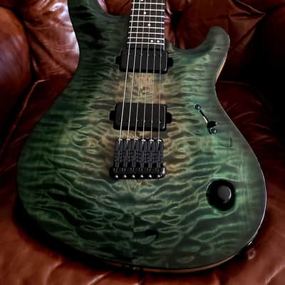 Mayones Regius Core 6 5A QM top, Hannes bridge, Black Limba body, Flamed Ebony Fretboard 20", Cascading Luminlay Dot Inlays, Bare Knuckle Pickups PolyPaf image 2