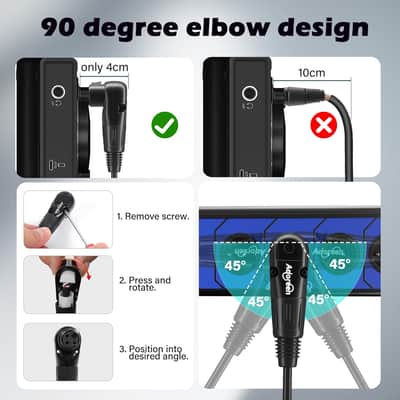 Right-Angle XLR Male to Straight XLR Female Microphone Cable 15 Ft, Adjustable 90 Degree Pro Balanced Shielded 3 Pin DMX Patch Cord for Studio Audio&DJ Stage Live Recording&Speaker System image 2