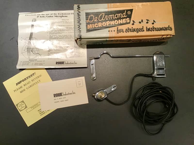 DeArmond FHC guitar mike archtop floating pickup 1950 s Chrome CLEAN w/ box & papers image 1