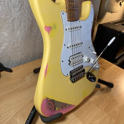 Custom Strat Relic Aged Pink Paisley Vintage White w/ Fender Bridge and Pickups image 6