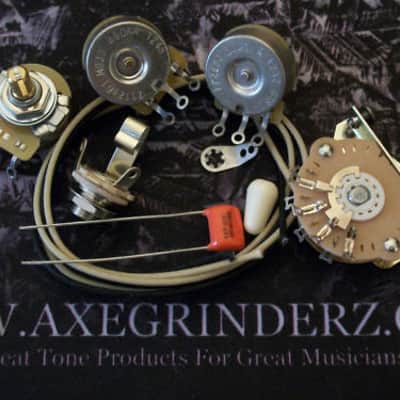 300k Volume Wiring Harness Kit For Stratocaster CTS Oak .047uf Orange Drop image 1