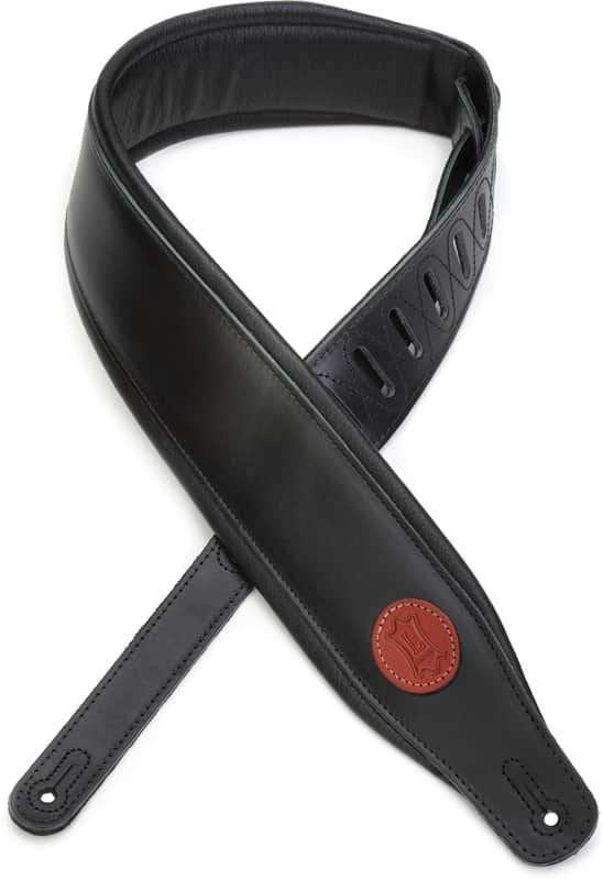 Levy's MSS1 Veg-Tan Leather Guitar Strap - Black image 1