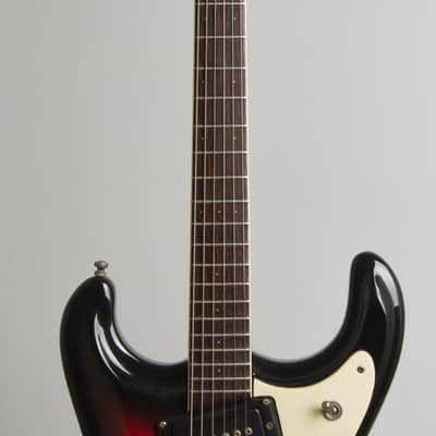 Mosrite Ventures Mark I Solid Body Electric Guitar (1966), ser. #4738, original brown leather covered hard shell case. image 8