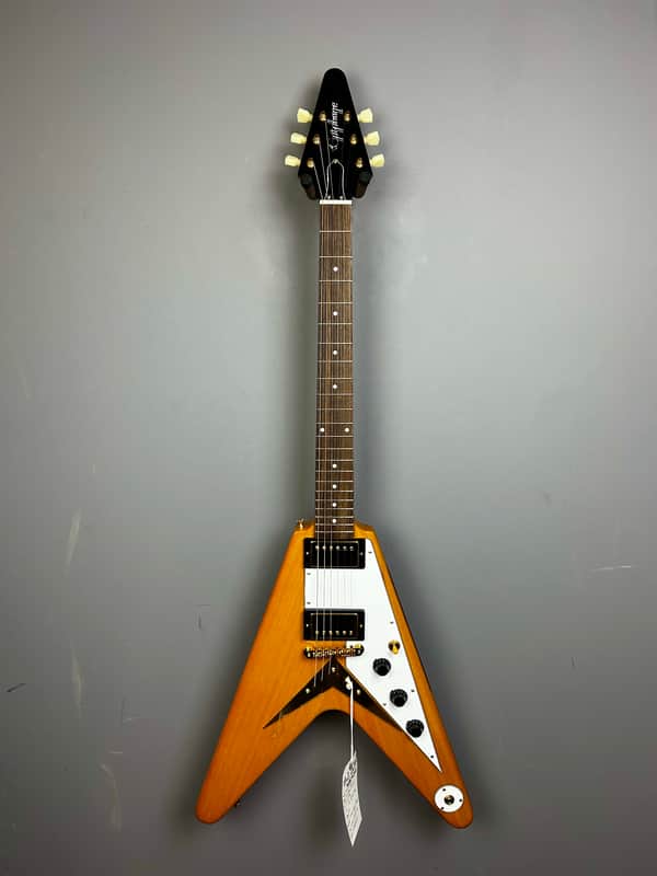 Epiphone Korina Flying V 2023 - Aged Natural (White Pickguard) image 1