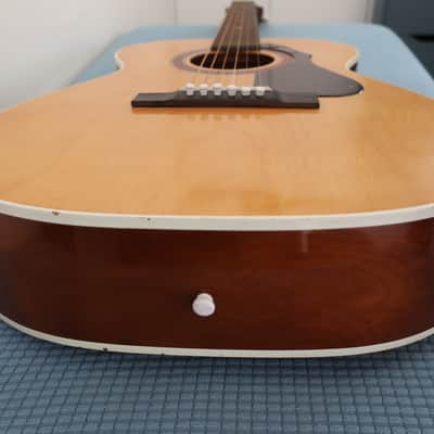 Vintage 1960s Harmony Kay Silvertone Stella Bigger Body Version Of Stella Cowboy Acoustic Concert 00 Size Guitar Made in USA Blonde Clean Time Warp Clean Chipboard Case image 17