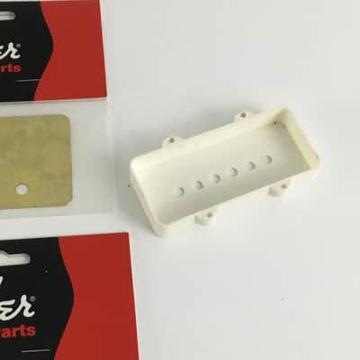 2 Made in USA Genuine Fender Jazzmaster Metal Pickup Shields + Parchment JM Cover image 8