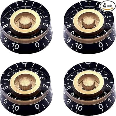 4Pcs Guitar Knobs,Amber Top Hat Knobs Electric Guitar Bass Speed Control Knobs Volume Tone Control Knobs Fits 6mm/0.24" Rotary Shaft Musical Instruments and Radios Parts Replacement image 1