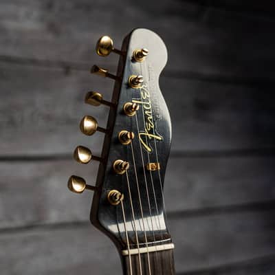 Fender Custom Shop Limited Edition Bow Tie Telecaster Custom Relic with Gold Hardware - 3A Rosewood Fingerboard, Black with Aged Natural Back and Sides image 18