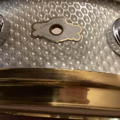 Camco  Aristocrat 14×5 white moire snare drum image 2