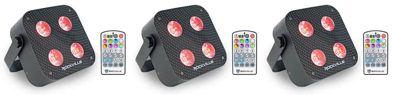 (3) Rockville MINI RF4 V2 Black DJ/Party Wash Lights+RF Remote+APP+Wireless DMX image 1