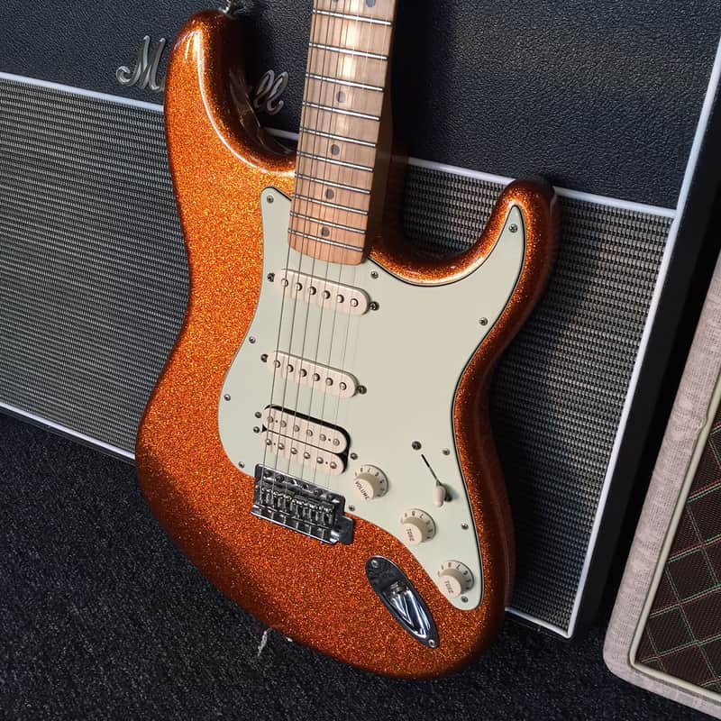 Fender Standard Stratocaster Orange Sparkle Electric Guitar - Super Clean image 1