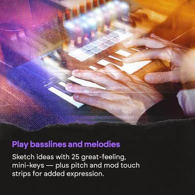 Novation FLkey 2 Mini 25 — 25-Mini-Key MIDI Controller Keyboard for FL Studio Beginners. Make Beats with USB, Pitch & Mod Strips, 16 Drum Pads, and Arpeggiator — Inc. 6 Months of FL Studio image 7