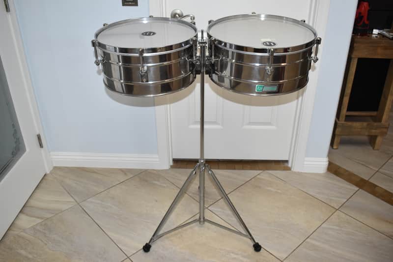 LP ビンテージ ティト・プエンテ グリーンラベル ティンバレス ステンレス製 Vintage LP Tito Puente Model Timbales 1970's Green Label | Reverb