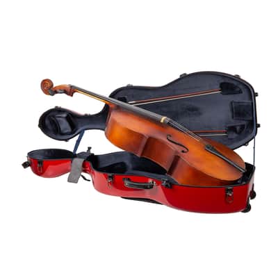 Crossrock Fiberglass Cello Case with Wheels - Fits 4/4 Full Size Cellos - Includes Padded Music Pouch, 3 Handles, Removable Shoulder Straps, Combination Lock - Red (CRF2020CEFRD) image 5
