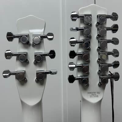 Danelectro Doubleneck 6/12 Reissue 12 String and 6 String - White Pearl image 5
