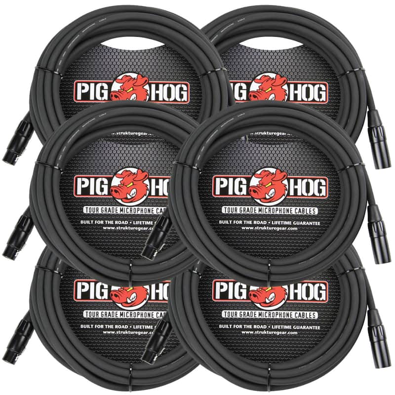 6 Pack Pig Hog PHM30 XLR High Performance 8mm Microphone 30 Foot Ft Mic Cable Lifetime Warranty! image 1