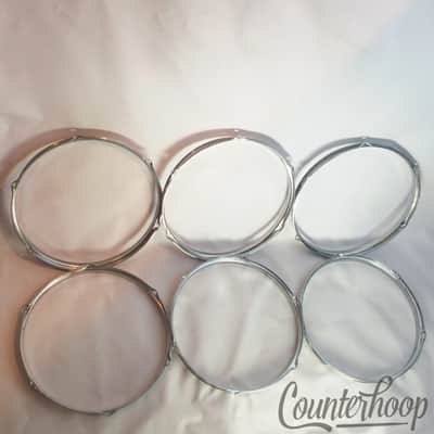 *Pearl 6x 12" Tom Drum Rims/Hoops Triple-Flange Chrome 6-Lug Hole Taiwan Lot* image 3