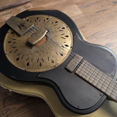 2023 Mule Modest Mavis Resophonic Electric Resonator Guitar Faded Black Relic W/OHSC image 7