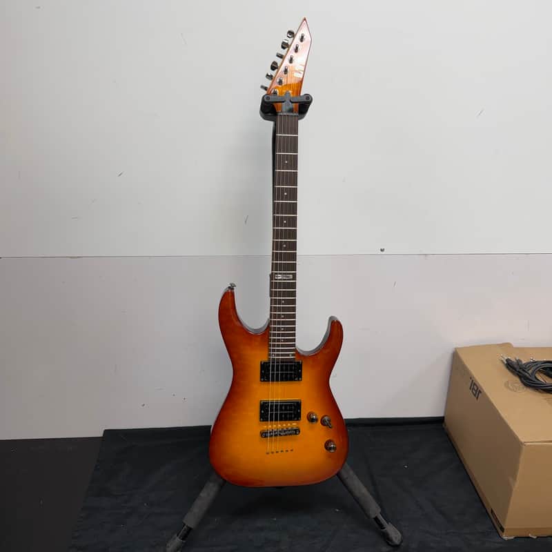 Used ESP LTD MH-100QMNT Electric Guitar Amber Sunburst image 1