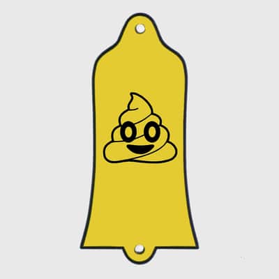 GUITAR TRUSS ROD COVER - Custom Engraved - Fits USA GIBSON - POOP POO EMOJI - Black YELLOW image 1