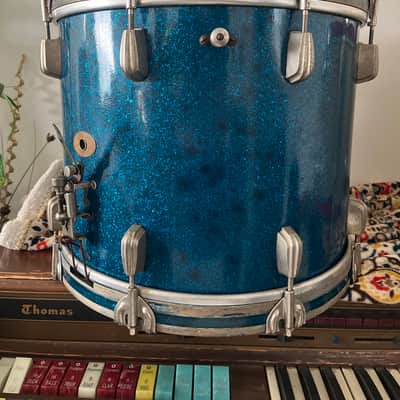 Slingerland Radio King 15x12” Blue Sparkle Parade / Marching Snare Drum image 2