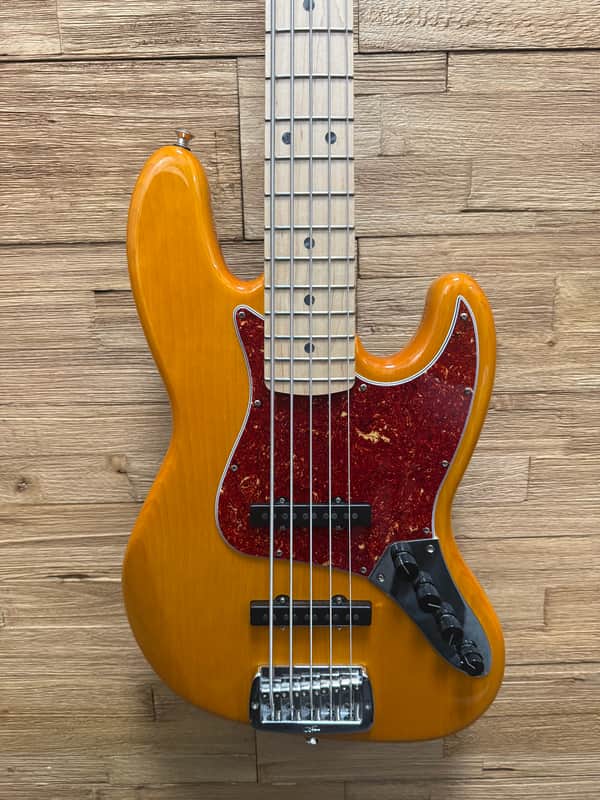 G&L JB-5 USA 5- string Jazz Bass -2022 - Honey Amber- Pine body -w/Sadowsky Preamp + OHSC image 1