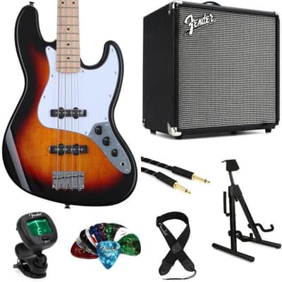 Squier Affinity Series Jazz Bass and Rumble 25 Combo Amp Bundle - 3-color Sunburst with Maple Fingerboard image 4