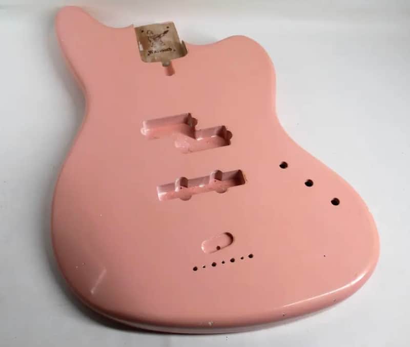 MJT/Warmoth Lightweight Warmoth Jazzmaster V5 Bass Body 2023 - Aged Nitro Shell Pink image 1