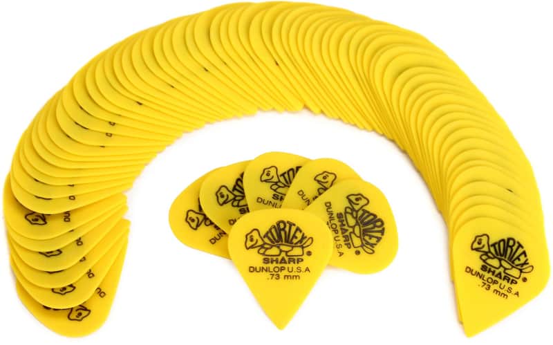 Dunlop 412R073 Tortex Sharp Guitar Picks - .73mm Yellow (72-pack) (3-pack) Bundle image 1