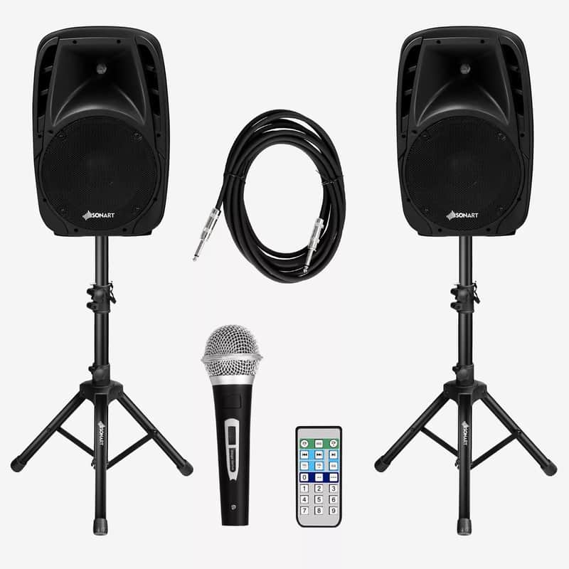 1600W Portable 2-Way Powered Speaker System with Microphone – High-Powered PA Sound image 1