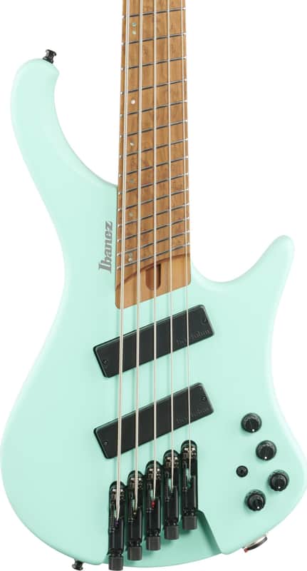 Ibanez EHB1005MS Bass Workshop Headless Multi-Scale 5-String Bass Guitar, Roasted Birdseye Maple Fingerboard, Seafoam Green image 1