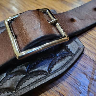 Handmade High Quality Leather and Genuine Silver Guitar Strap New - Brown image 6
