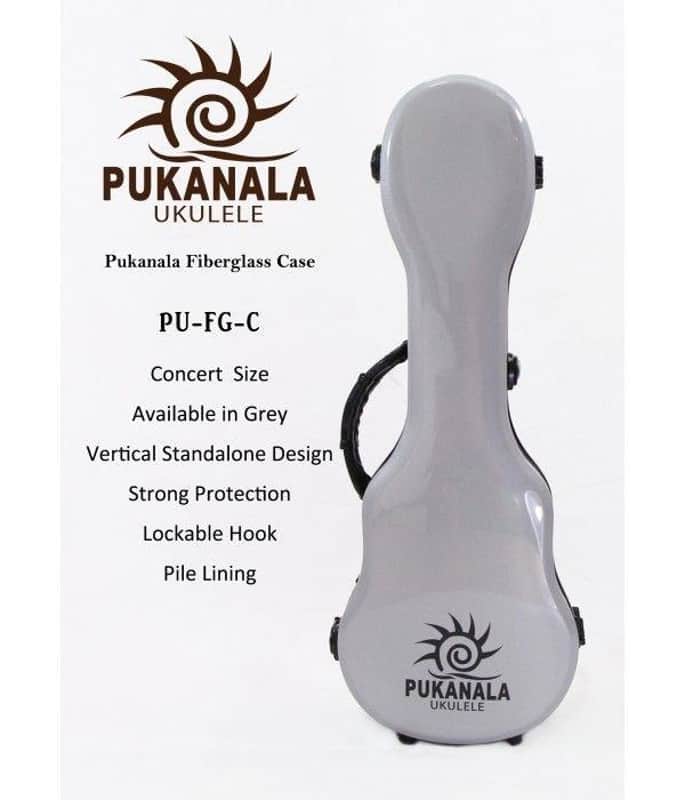 PukanaLa Model FG-C-WH White Concert Ukulele Fiberglass Hardshell Case image 1