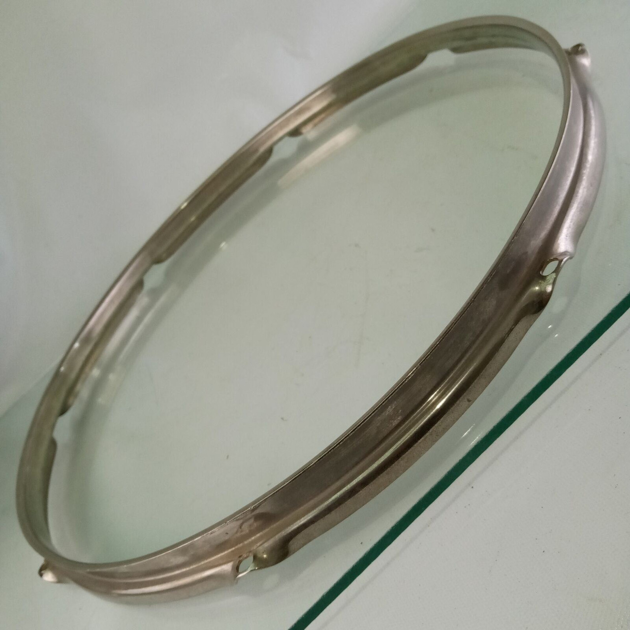 Ludwig 16"BRASS Floor Tom Drum Batter Rim/Hoop 8Lug Triple-Flange Nickel NOB 50s — main photograph