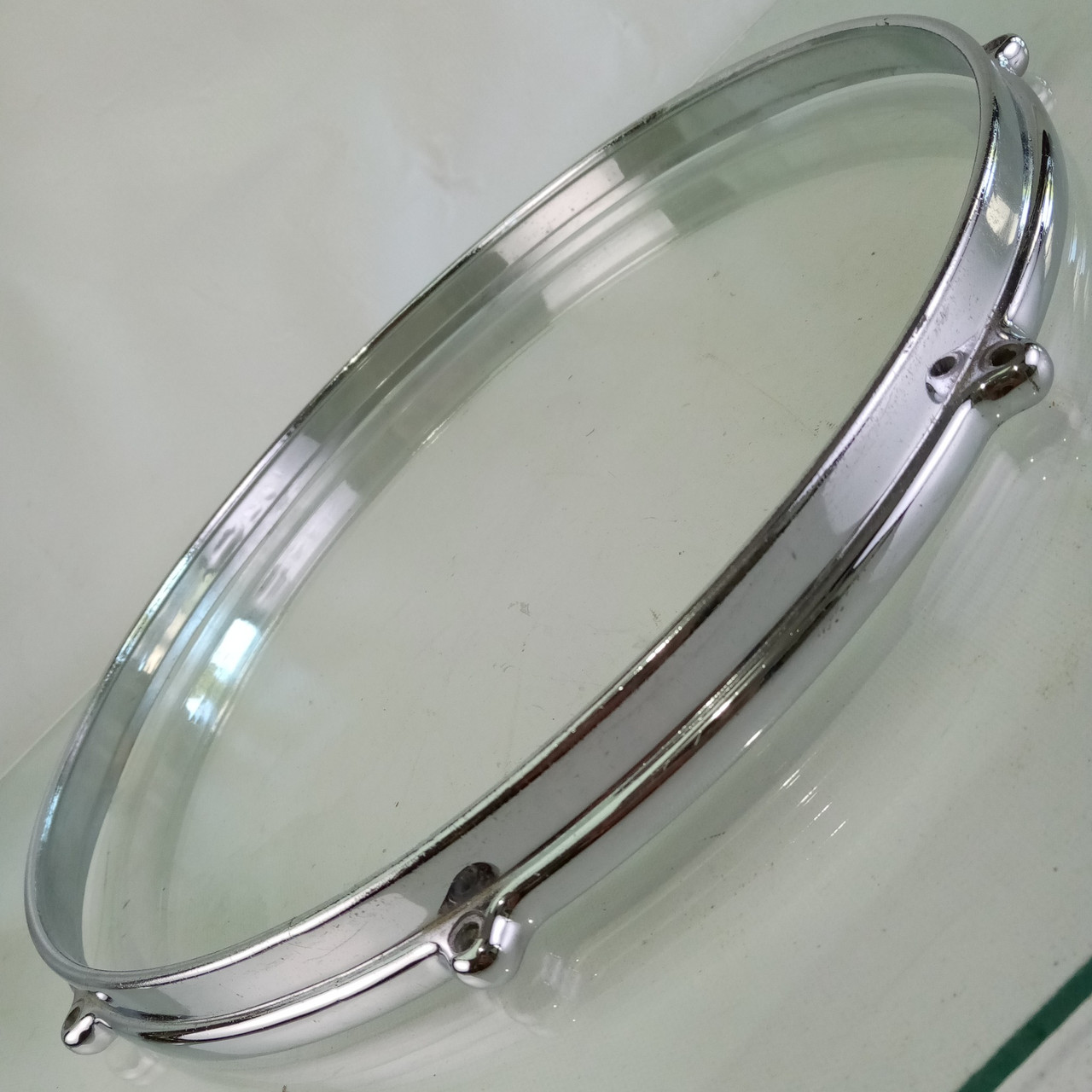 Premier 14" Die-Cast Snare Drum/Floor Tom Batter Rim/Hoop Chrome 8-Lug UK 50-60s — main photograph