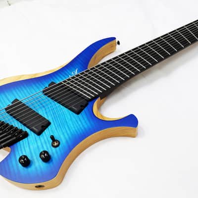 Agile 9 String Fan Fret Headless Guitar CHIRAL NIRVANA 92528 RL MOD SS Oceanburst Flame image 5