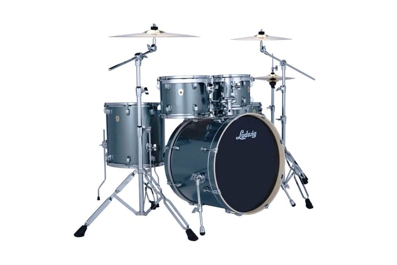 Ludwig Evolution 5-Piece Complete Drum Set Atlantic Sparkle w/Paiste Cymbals image 1
