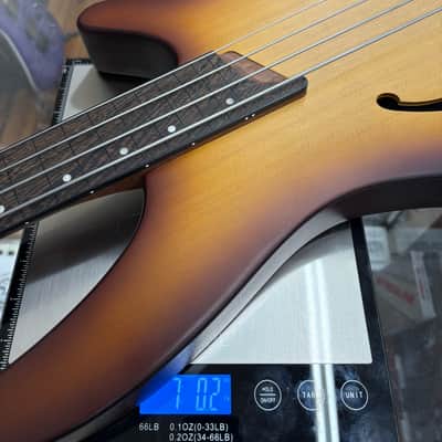 Ibanez Bass Workshop SRH500F fretless semi-hollow electric bass 2017 - Brown Burst Flat image 8