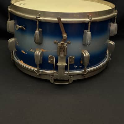 Slingerland Hollywood Ace Swing Radio King model 1-ply snare drum 14" x 7" 1939-1954 - Duco Blue Silver image 8