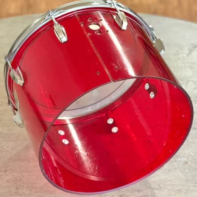 CRACKED! Vintage 70's Ludwig Vistalite 14" Concert Tom Red Acrylic for Drum Set image 5