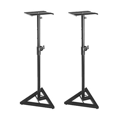 Yamaha HS5 Powered Studio Audio Monitor (White, 2-Pack) with Two 25' XLR Cables and Two Studio Monitor Stands image 4