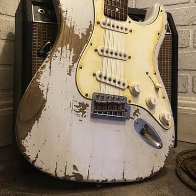 Fender Stratocaster Electric Guitar Arctic White Nitro (Partscaster) by Nate's Relic Guitars image 1