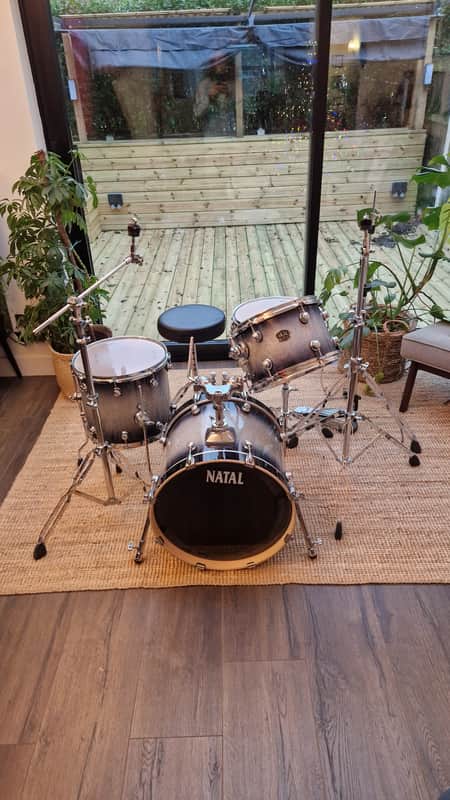 Natal Arcadia Poplar 18'' Full Drum Kit Black Galaxy Burst - Black Galaxy Burst image 1