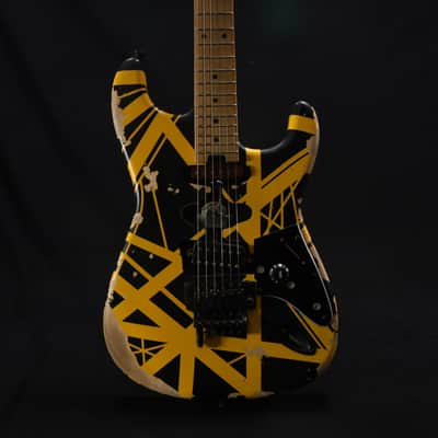 EVH Striped Series Frankenstein Frankie Electric Guitar - Black with Yellow Stripes, Relic 065 image 9