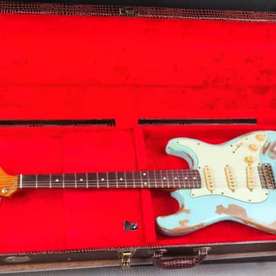 MyDream Partcaster Custom Built - Heavy Relic Sonic Blue J. Mayer image 8