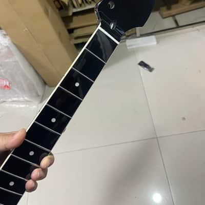 1 Round stainless steel  22 frets White binding black gloss Maple guitar neck 25.5inch hole 10mm image 3