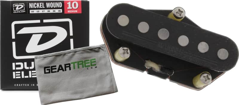 TV Jones Starwood Tele Black Bridge Guitar Pickup Bundle w/Strings and Cloth Bild 1