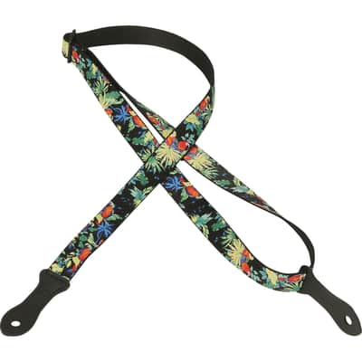 Levy's MP23UKE 1" Poly Tropical Parrot Print Leather Ends Mandolin/Uke Strap image 2