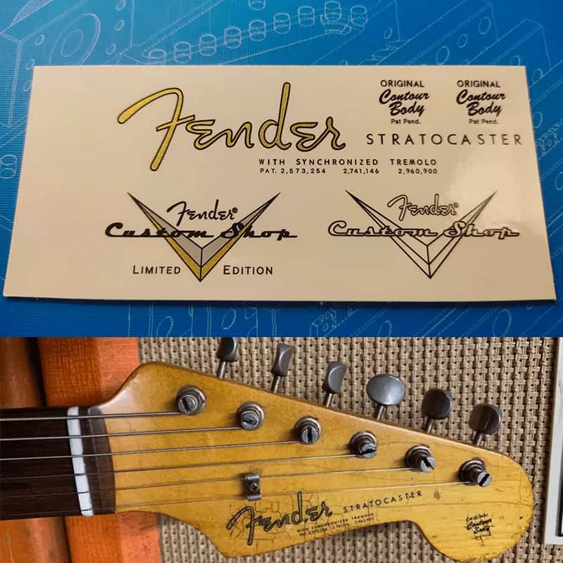Original Fender Electric Guitar Headstock Logo Water Transfer Decal with Peel- ST 62-Off Film image 1